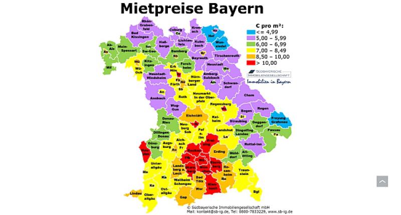 karta njemačke bavarska VODIČ: Evo koliko košta najam nekretnina po gradovima i okruzima  karta njemačke bavarska