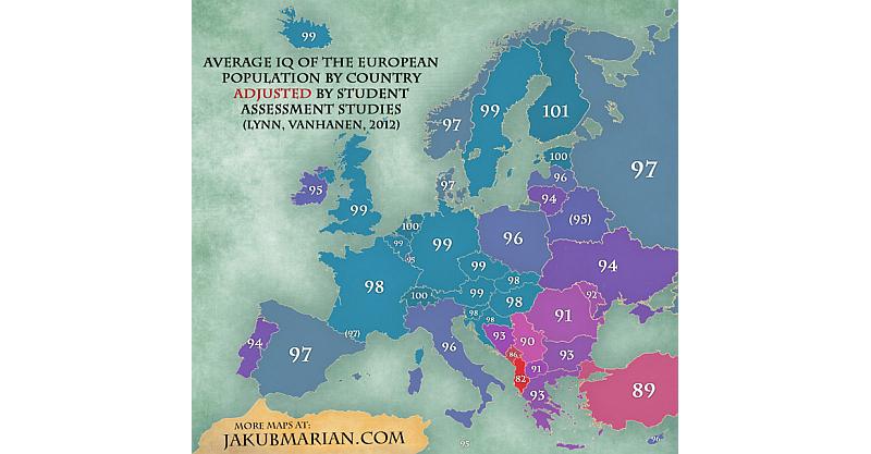 KARTA: Evo koliko su prosječno inteligentni Europljani (po zemljama)