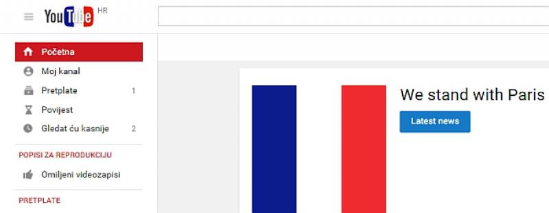 (FOTO VIJEST) Počast žrtvama u Parizu odao i YouTube