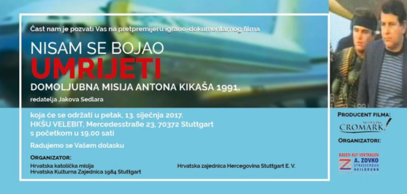STUTTGART Prikazivanje filma o hrvatskom iseljeniku koji je 1991. Boeingom dopremio oružje u Zagreb