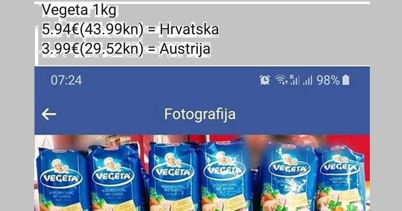 SAMO ZA NAŠE KUPCE CIJENA 43.99 KUNA ZA 1 KG Odavna je Vegeta jeftinija i u obližnjoj Kladuši!