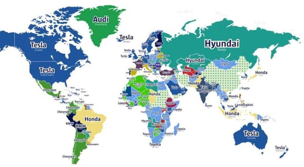 Pogledajte kartu najpopularnijih automarki po državama