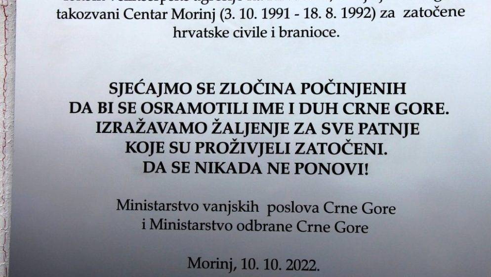 MVEP: Najava uklanjanja spomen-ploče u Morinju ne smije obeshrabriti Hrvate u Crnoj Gori