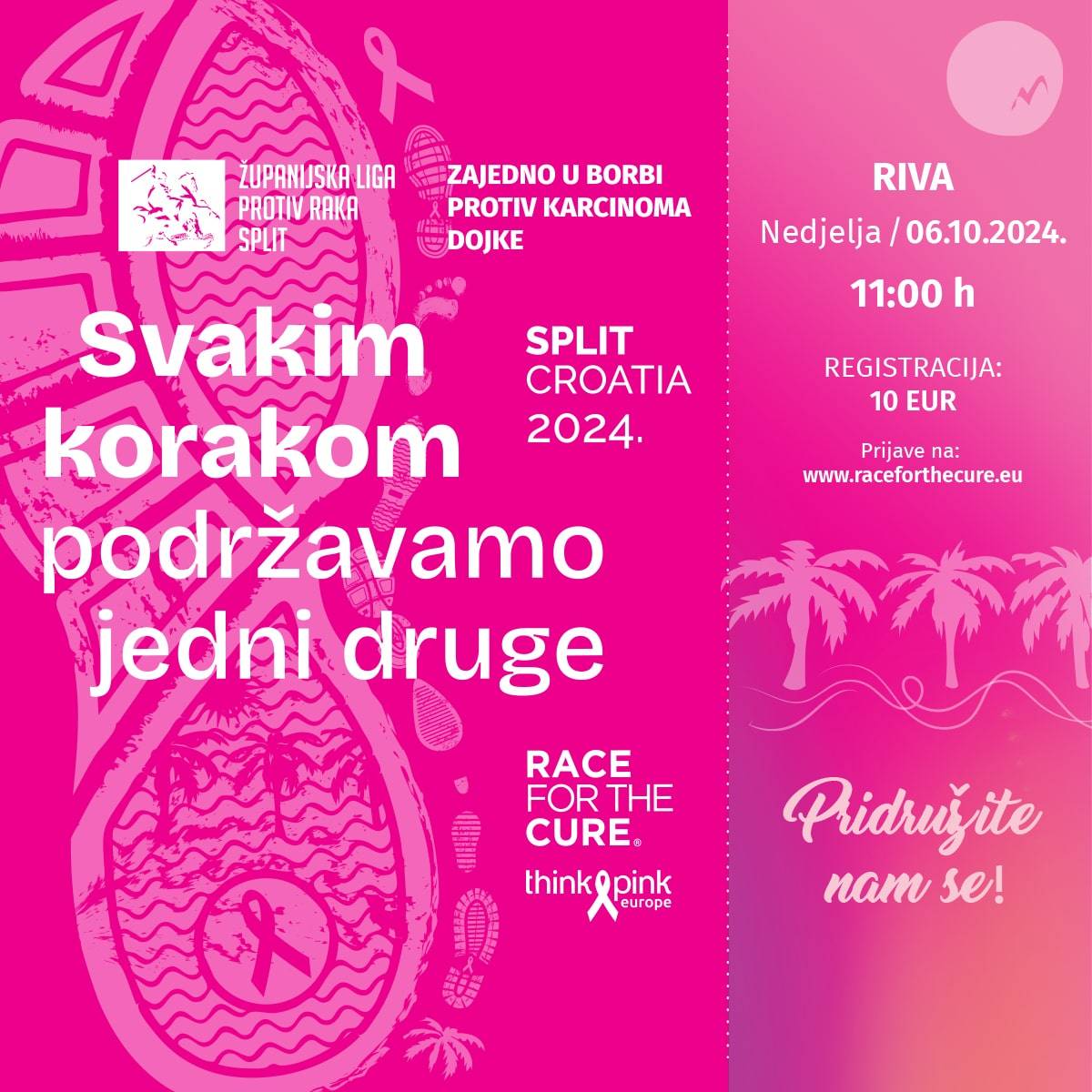 Humanitarna utrka Race for the Cure – Think Pink, koja se organizira u više od 140 gradova, ponovo u Splitu, 6. listopada