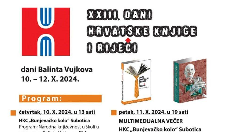 Počinju XXIII. Dani hrvatske knjige i riječi u Subotici